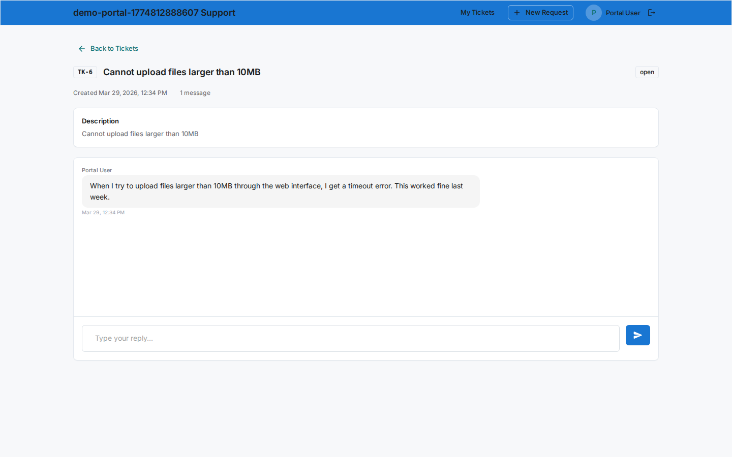 Portal ticket detail